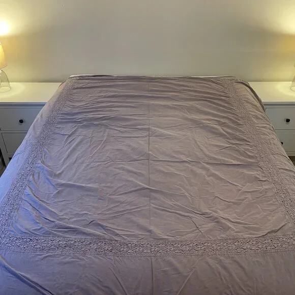 Pottery Barn Washed Cotton Full/Queen Duvet Set in Lavender - Picture 3 of 11